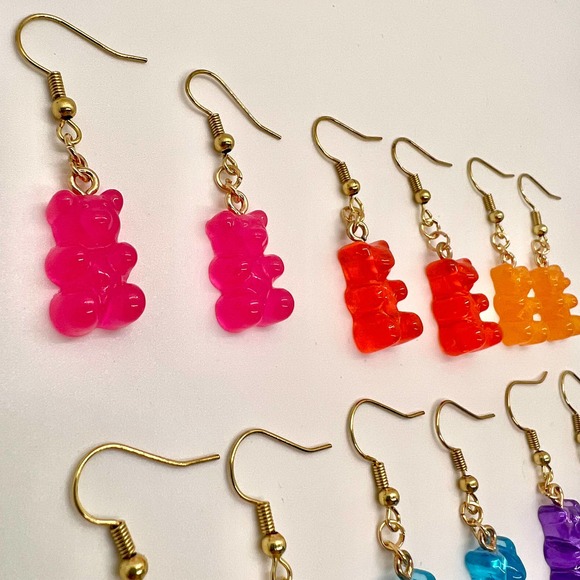 Mini Gummy Bear Earrings - Red, Pink, Orange, Yellow, Blue or Purple - Picture 3 of 9